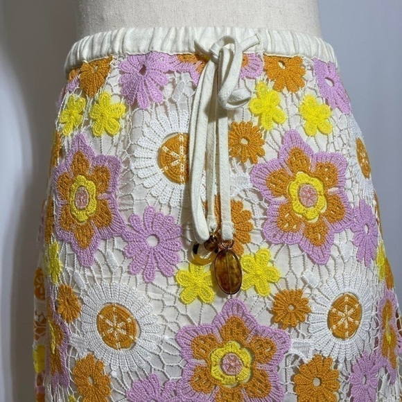 Zara • Retro Floral Crochet Mini Skirt S ASO Enid Sinclair Wednesday - Picture 5 of 7